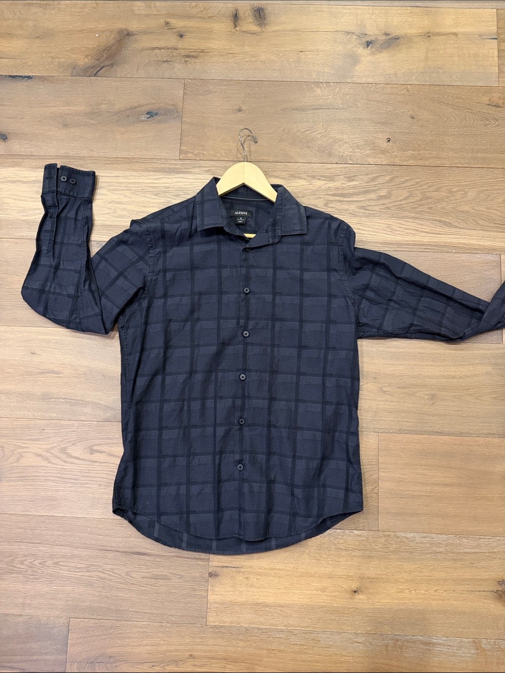 Alfani Men's Black Checked Button-Up Shirt
